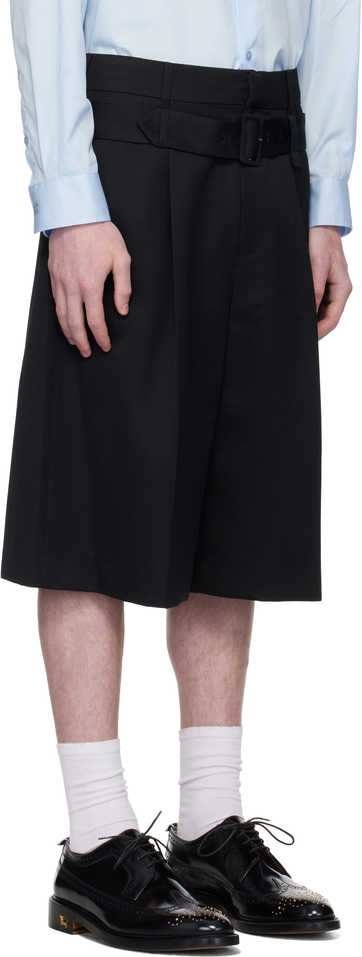 Simone Rocha Black Wide Leg Multi Belt Loop Shorts
