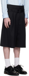 Simone Rocha Black Wide Leg Multi Belt Loop Shorts
