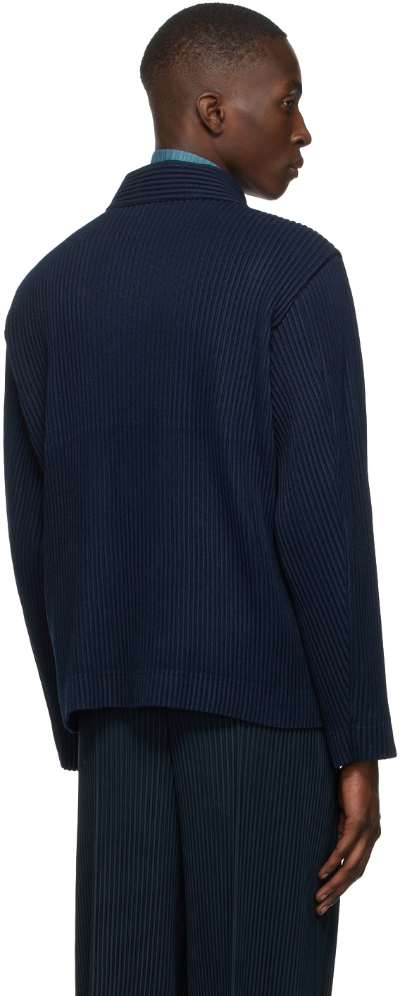 Homme Plissé Issey Miyake Navy Pleated Twill Jacket Homme Plisse