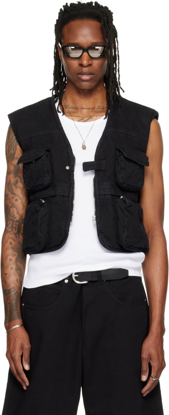 Photo: LU'U DAN Black Wadded Cargo Vest