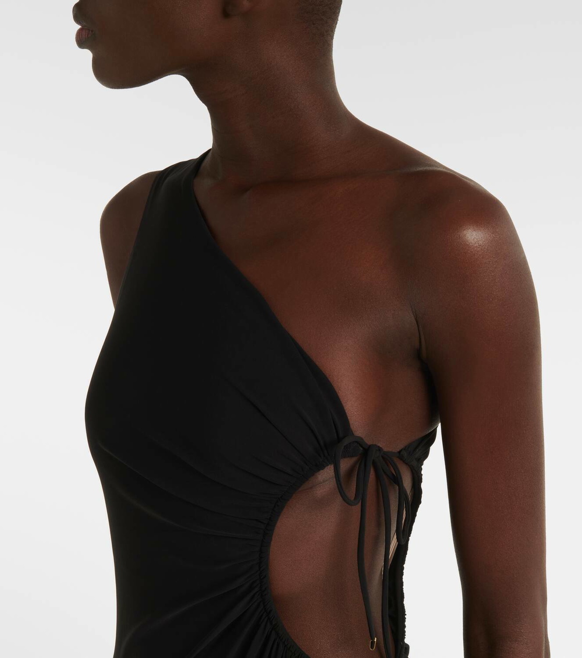 Saint Laurent Gathered one-shoulder swimsuit