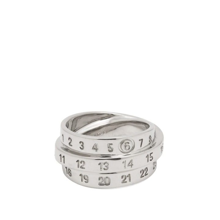 Photo: MM6 Maison Margiela Men's Triple Logo Ring in Palladio Polished