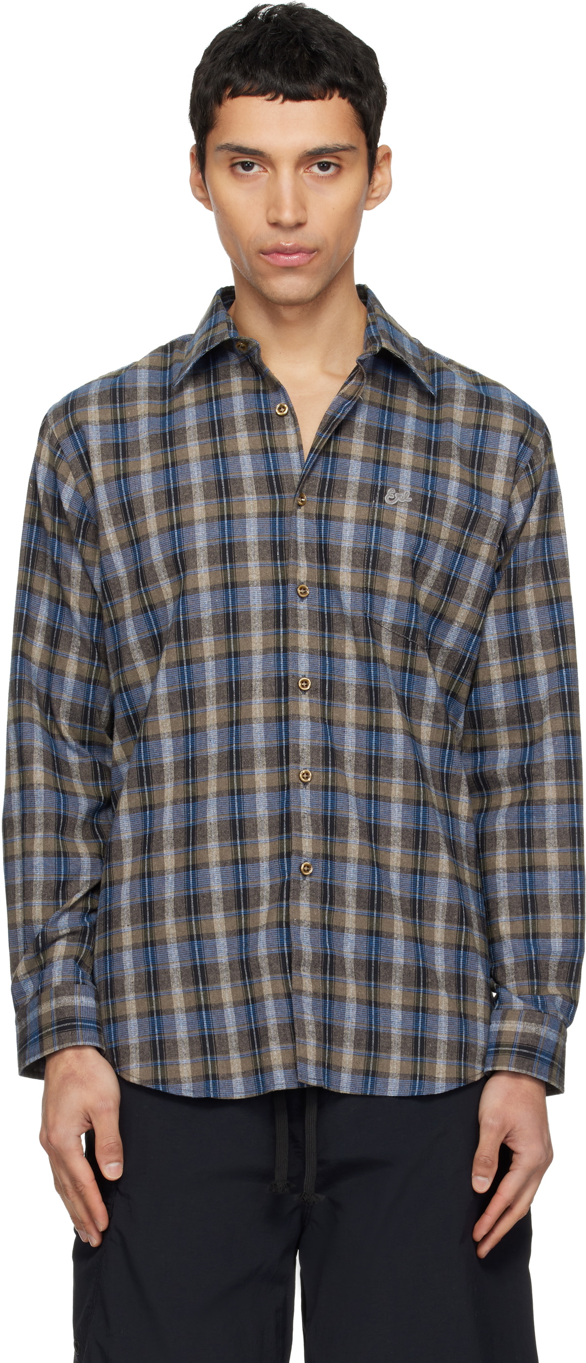 ERL Gray & Blue Check Shirt