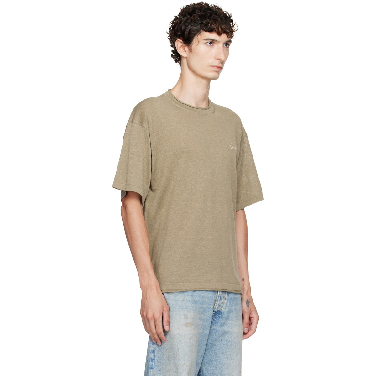 Kenzo Khaki Kenzo Paris 'KENZO Signature' Embroidered T-shirt