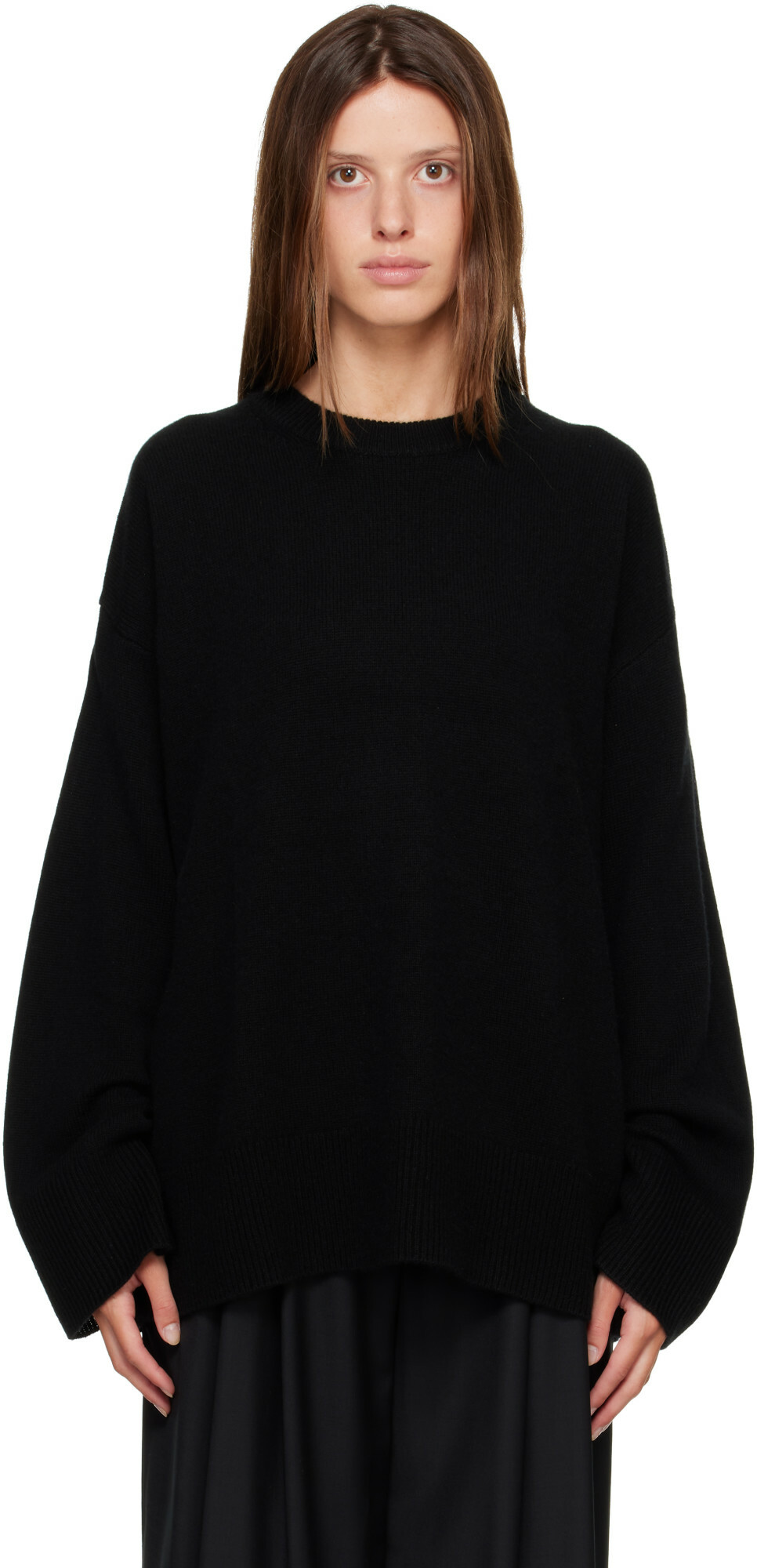 R2W Black Rasmo Wool Cash Round Sweater