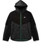 Nike - NSW Panelled Fleece and Quilted Shell Hooded Jacket - Black