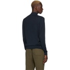 Sunspel Navy Merino Wool Half-Zip Sweater