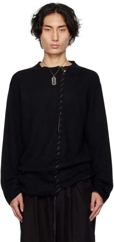 Photo: Yohji Yamamoto Black Lace-Up Sweater