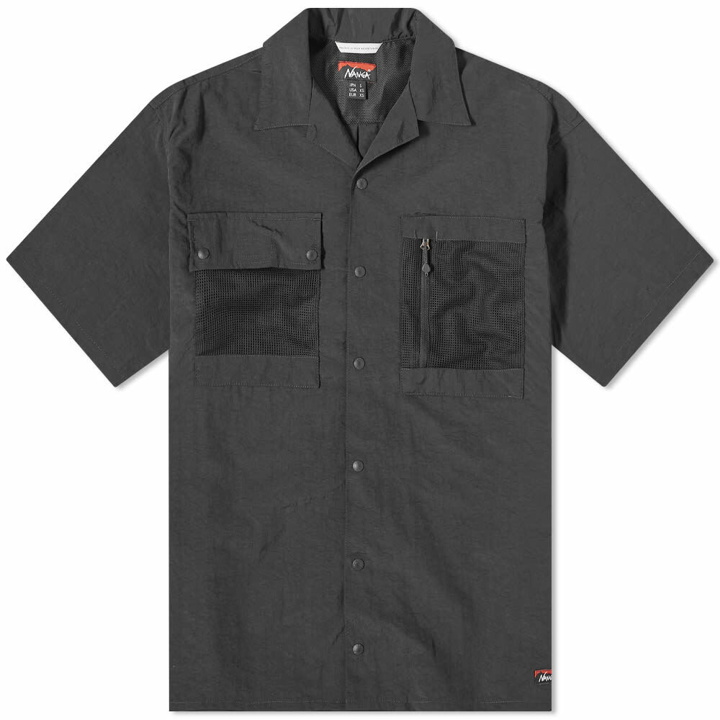 Photo: Nanga Men's Nylon Tusser Open Collar Shirt in Black