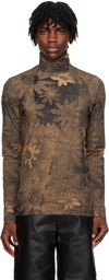 MM6 Maison Margiela Brown Floral Turtleneck