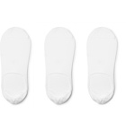 CDLP - Three-Pack Stretch Bamboo-Blend No-Show Socks - White