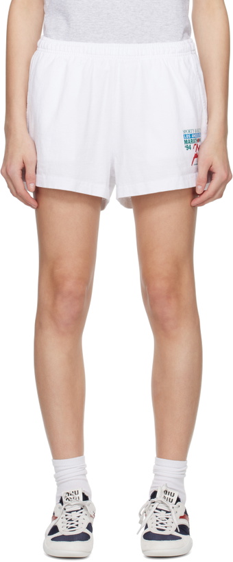 Photo: Sporty & Rich White 'LA Marathon' Disco Shorts
