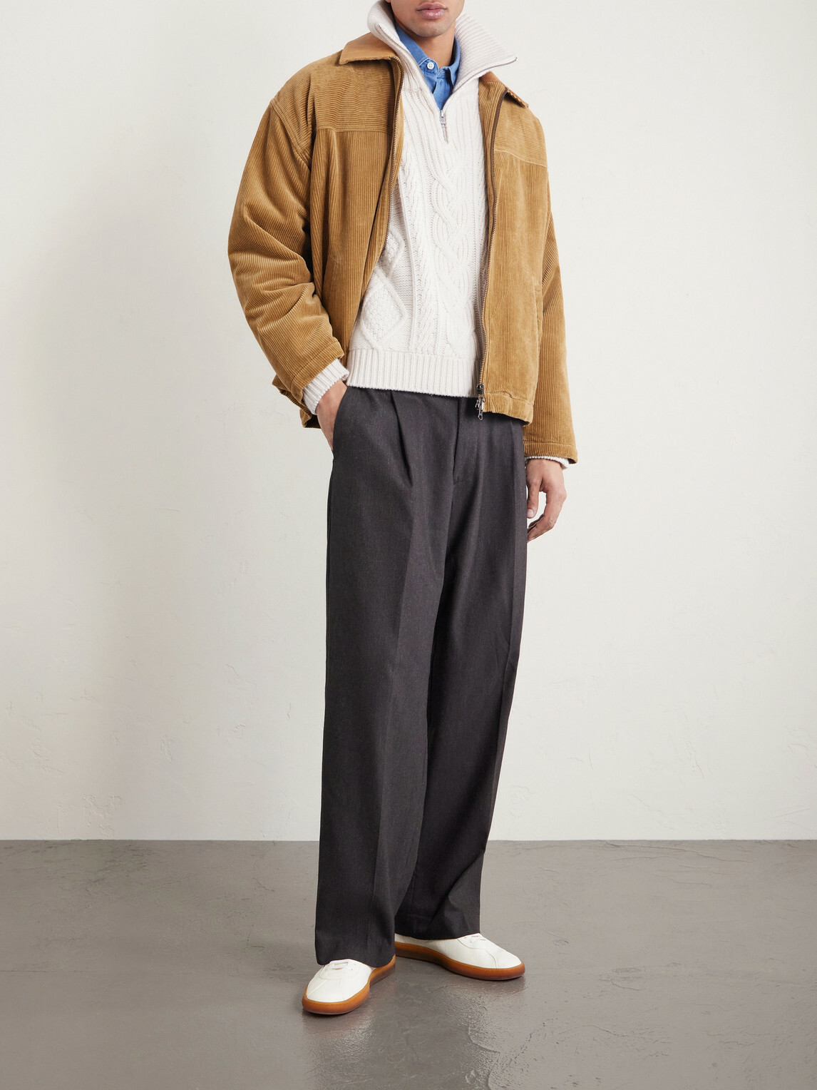 FRAME - Cable-Knit Wool and Cashmere-Blend Half-Zip Sweater - Neutrals