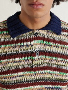 Sacai - Knitted Cotton-Blend Polo Shirt - Neutrals