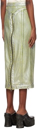 Eckhaus Latta Silver Zip Denim Midi Skirt