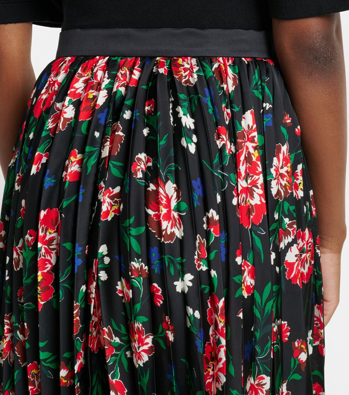Sacai Printed plissé midi skirt