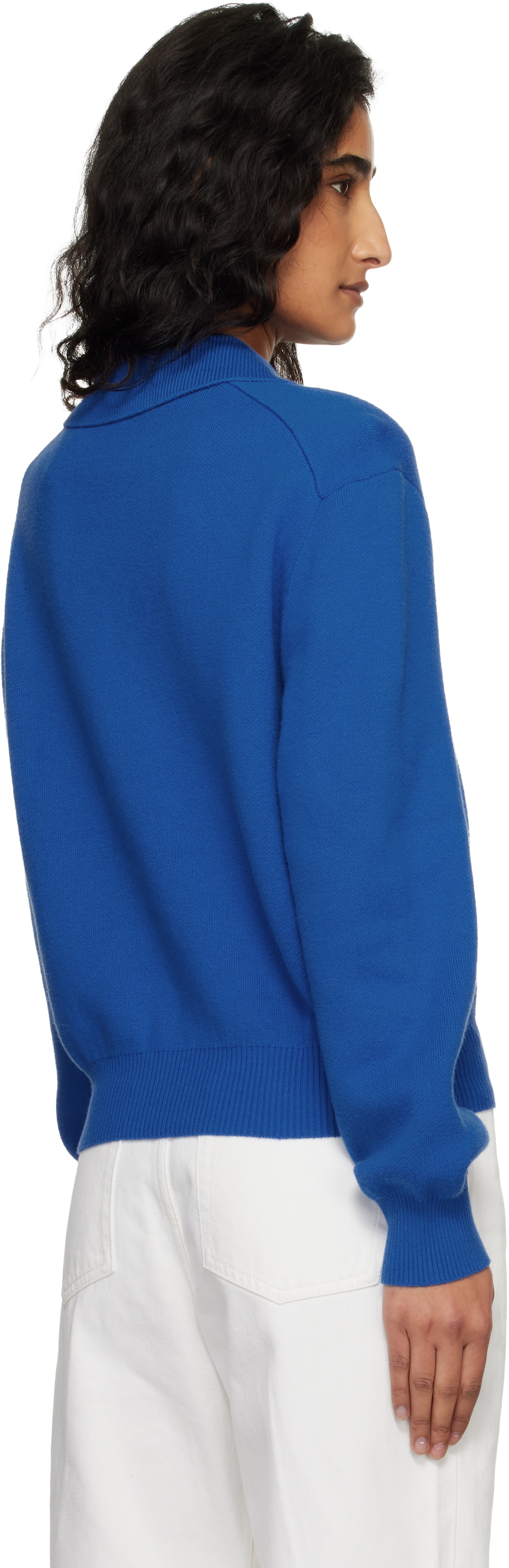Dunst Blue Cashmere Collared Sweater Polo