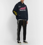 Rhude - Black Cropped Slim-Fit Tapered Webbing-Trimmed Jersey Track Pants - Black