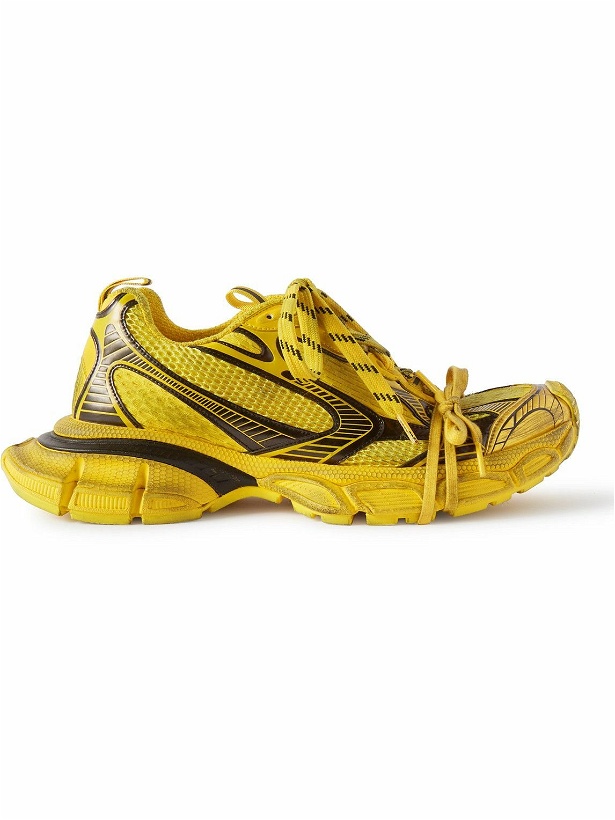 Photo: Balenciaga - 3XL Distressed Mesh and Rubber Sneakers - Yellow