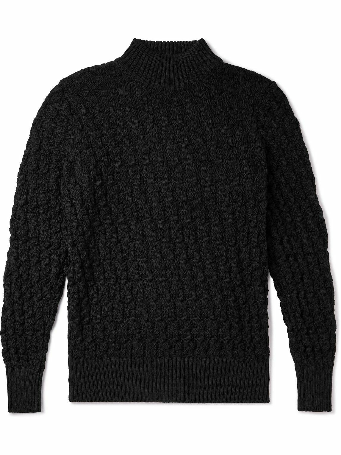 S.N.S. Herning - Stark Slim-Fit Cable-Knit Merino Wool Sweater - Black