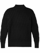 S.N.S. Herning - Stark Slim-Fit Cable-Knit Merino Wool Sweater - Black