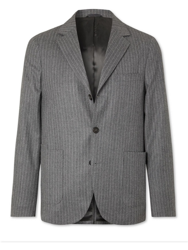 Photo: OFFICINE GÉNÉRALE - Armie Pinstriped Wool-Flannel Suit Jacket - Gray