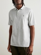Polo Ralph Lauren - Logo-Embroidered Cotton and Linen-Blend Polo Shirt - Gray