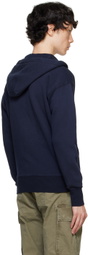 RRL Navy Fleece Full-Zip Hoodie
