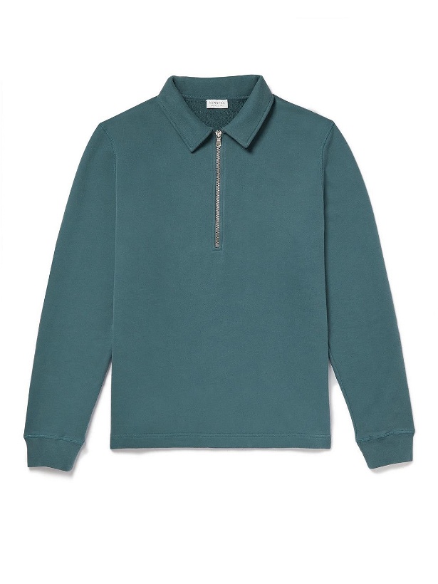 Photo: Sunspel - Cotton-Jersey Half-Zip Sweatshirt - Blue