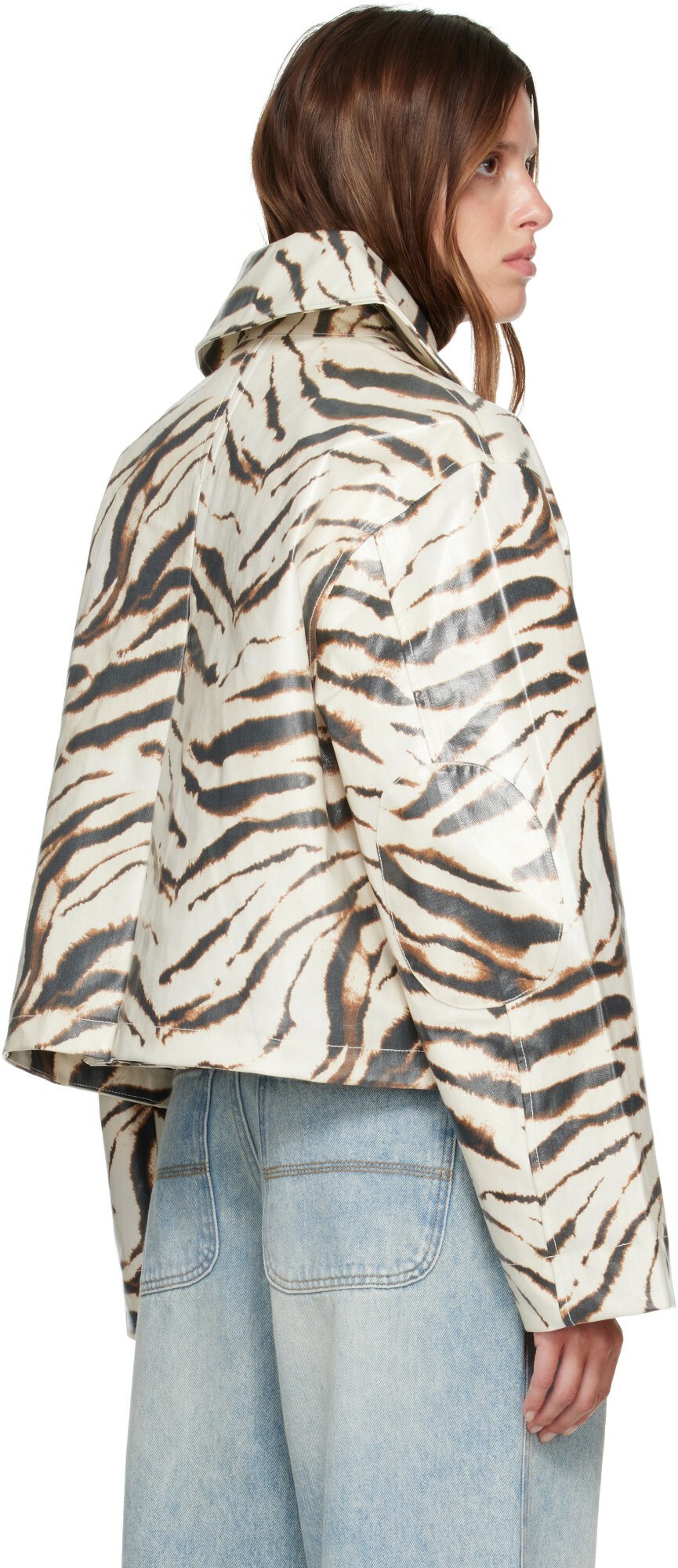 GANNI Beige Laminated Zebra Jacket