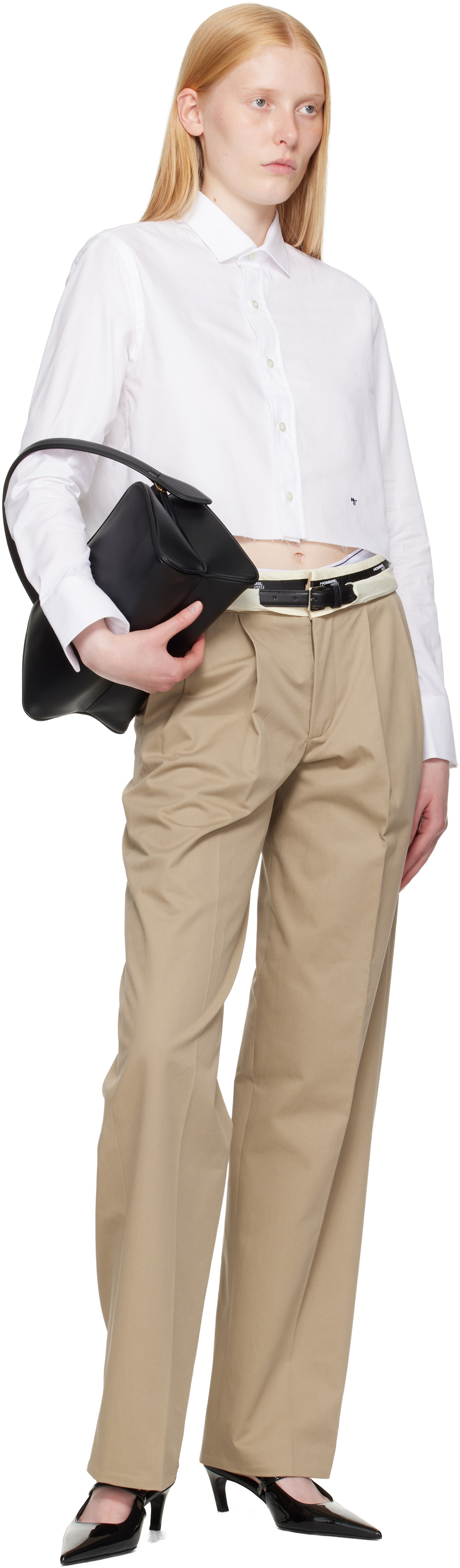 HommeGirls Khaki Big Belt Trousers