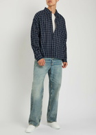 Won Hundred Maza Checked Cotton-blend Shirt Navy