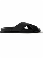 Mr P. - David Cross-Grain Leather and Suede Sandals - Black