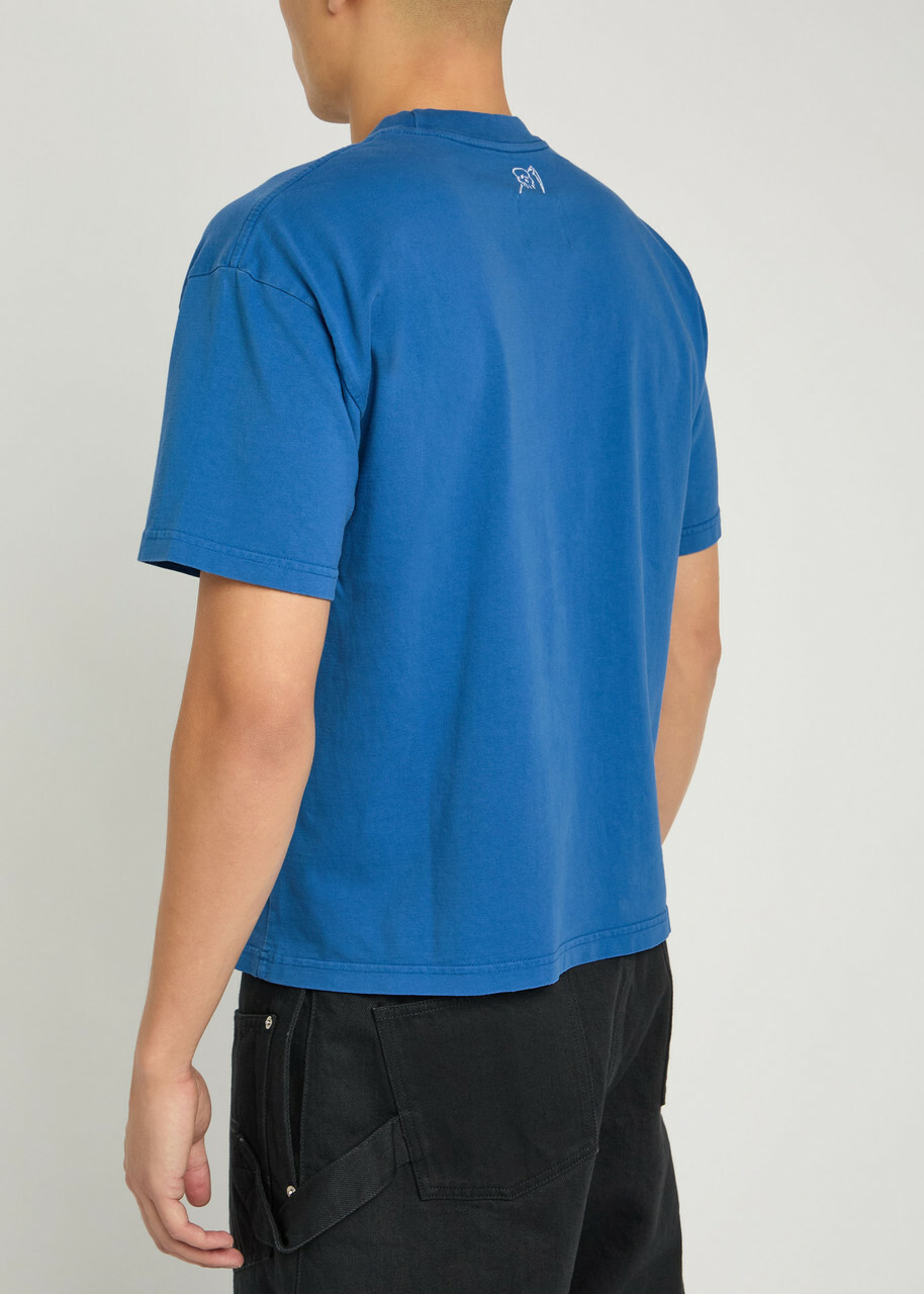 Warren Lotas Skull Executioner Puff Print Cotton T-shirt Blue