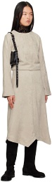 Youth Gray Asymmetric Faux-Leather Midi Dress