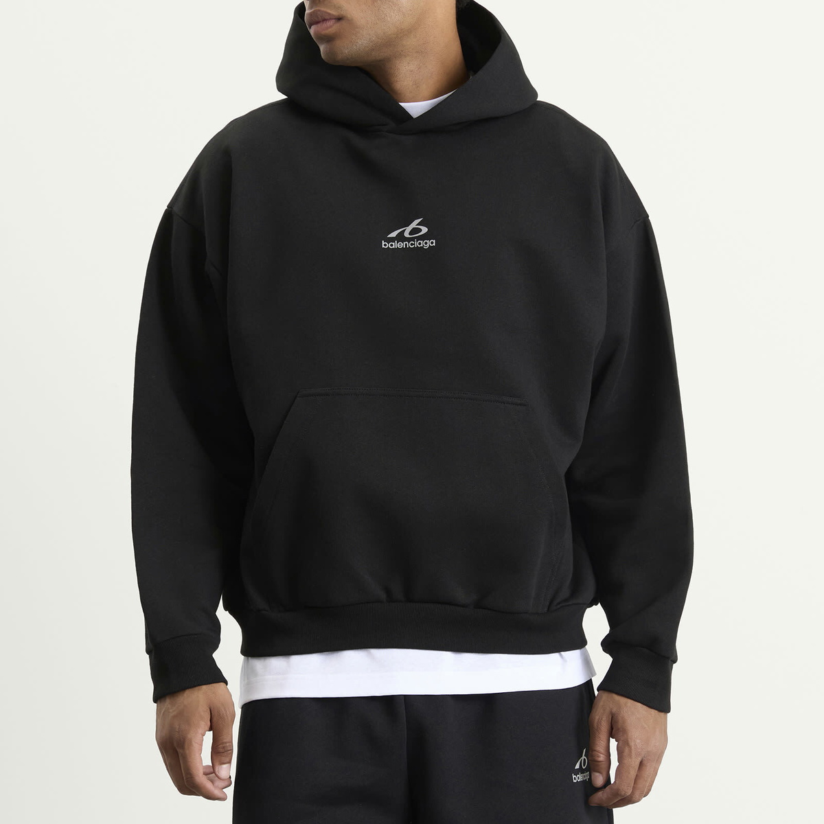 Balenciaga Men's Logo Regular Fit Hoodie in Black