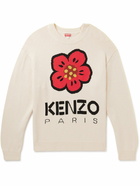 KENZO - Logo-Jacquard Cotton-Blend Sweater - Neutrals