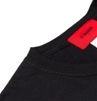WHO DECIDES WAR by Ev Bravado - Embellished Printed Cotton-Jersey T-Shirt - Black