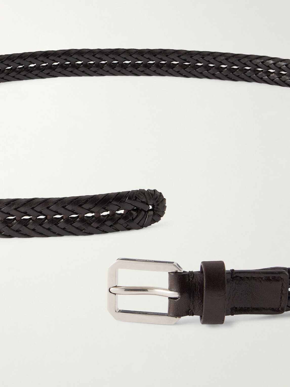 TOM FORD - 2cm Woven Leather Belt - Black
