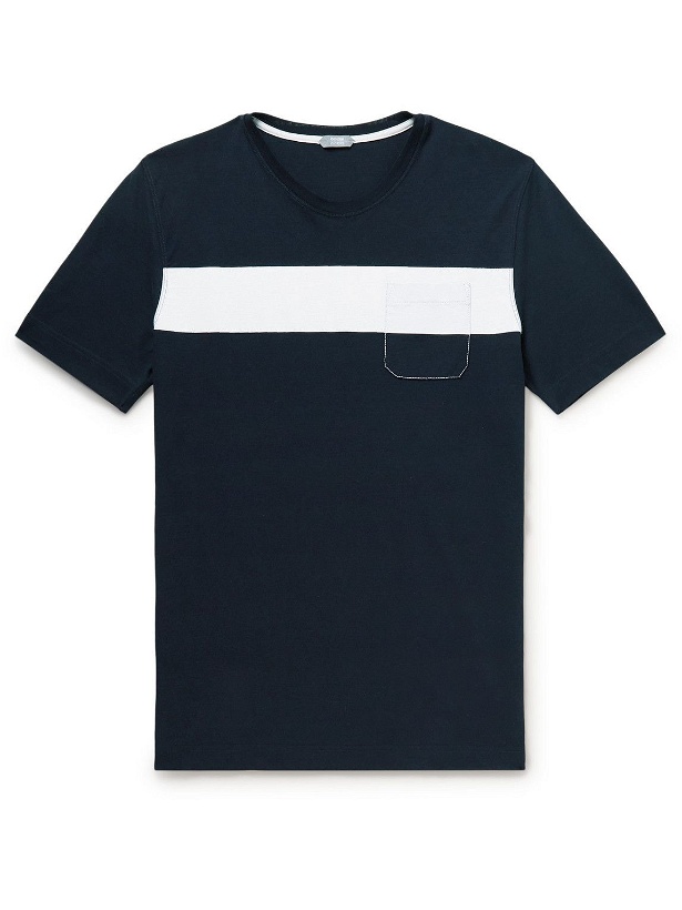 Photo: Incotex - Zanone Striped Ice Cotton-Jersey T-Shirt - Blue