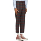 BEAMS PLUS Burgundy Check Ankle-Cut Trousers