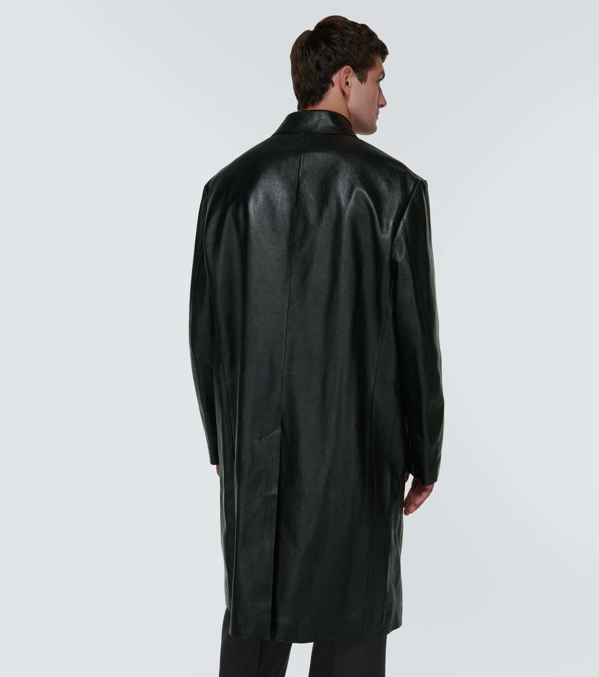 Versace Buckle-detail leather coat