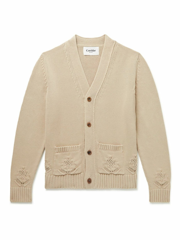 Photo: Corridor - Pointelle-Detailed Cotton Cardigan - Neutrals