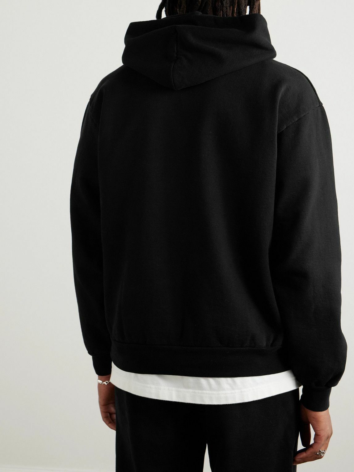 Local Authority LA - LA Slash Logo-Embroidered Cotton-Jersey Hoodie - Black
