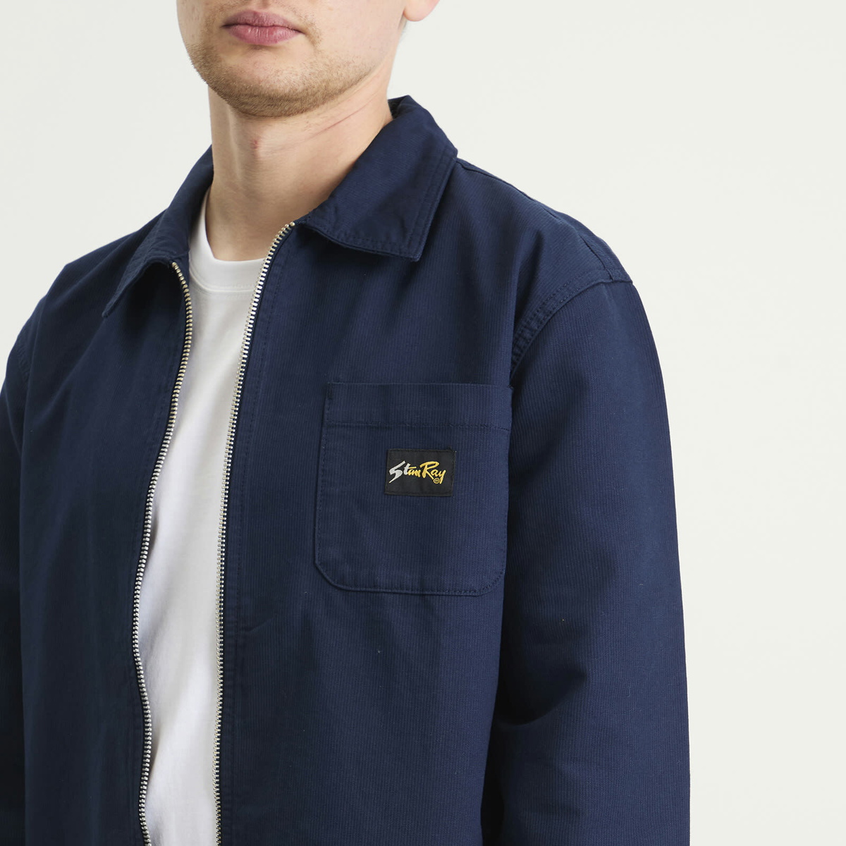 Stan Ray Men's Zip Shirt in Navy Bedford