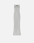 Pinko Sleeveless Dress In Metallic Ribbed Knit Pearl Grey