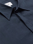 Dunhill - Logo-Embroidered Linen Shirt - Blue