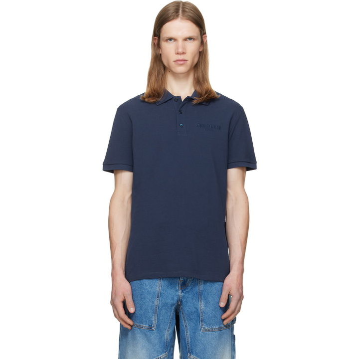 Photo: BALMAIN Blue Small Vintage Embroidered Polo