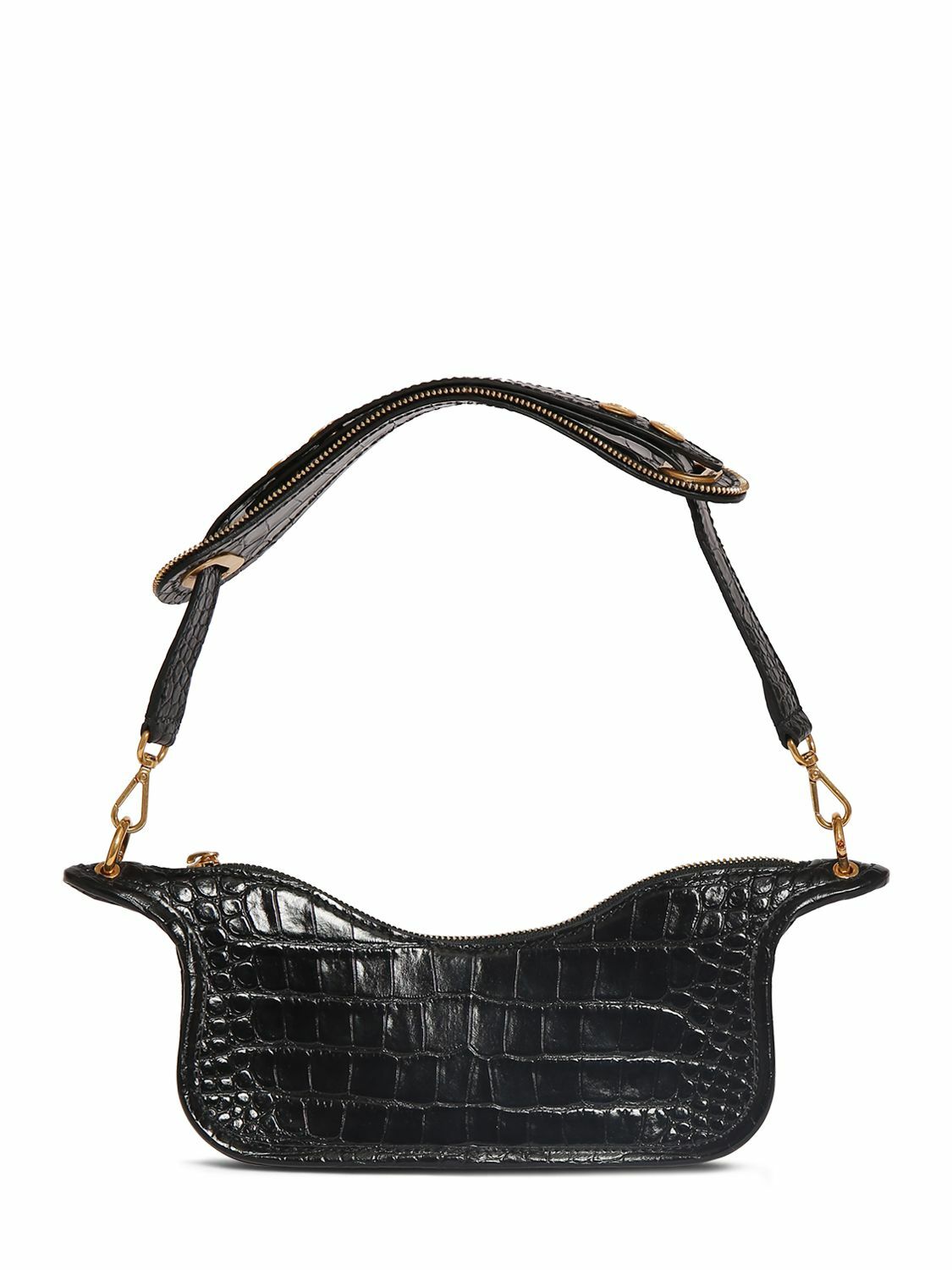 BALMAIN Blaze Croco Embossed Leather Zip Bag Balmain