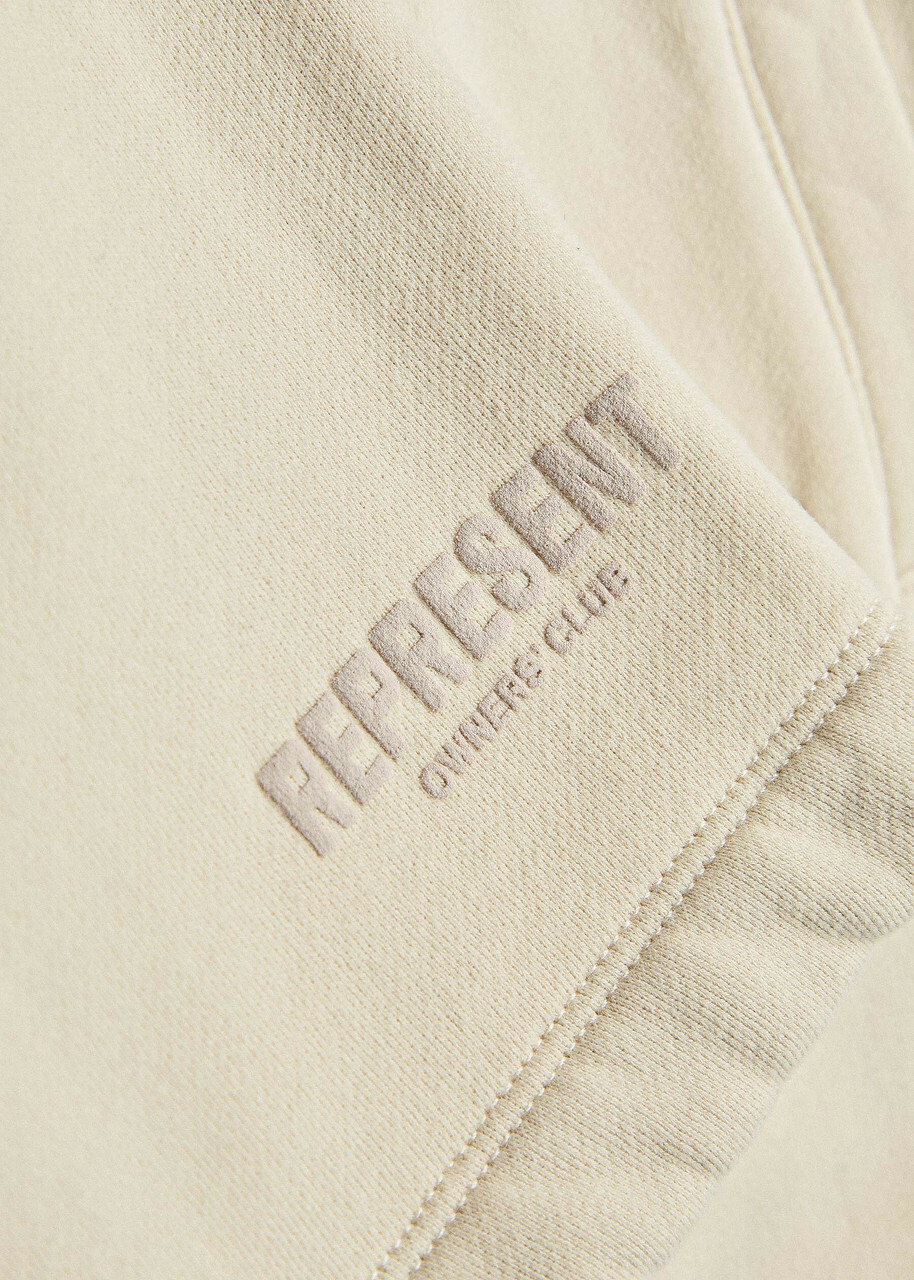 Represent Owners Club Logo Cotton Shorts Beige